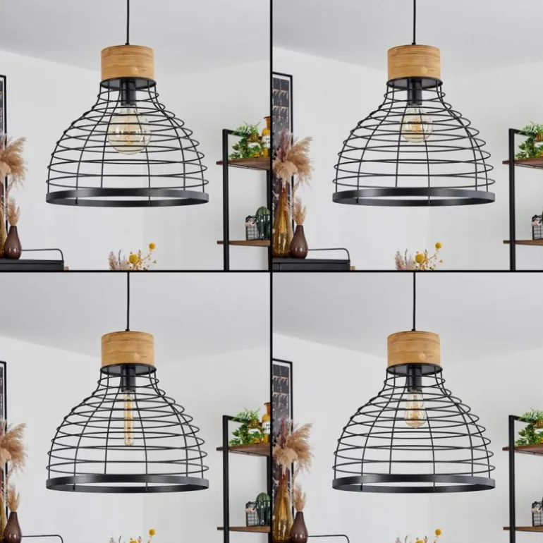 Suspension Omba Écru, Noir, 1 lumière