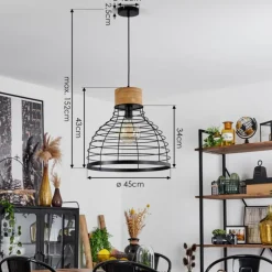 Suspension Omba Écru, Noir, 1 lumière