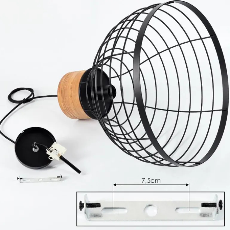 Suspension Omba Écru, Noir, 1 lumière