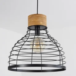 Suspension Omba Écru, Noir, 1 lumière