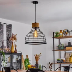 Suspension Omba Écru, Noir, 1 lumière