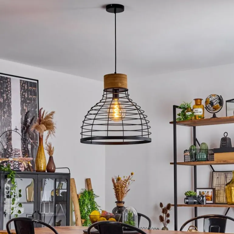 Suspension Omba Écru, Noir, 1 lumière