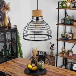 Suspension Omba Écru, Noir, 1 lumière