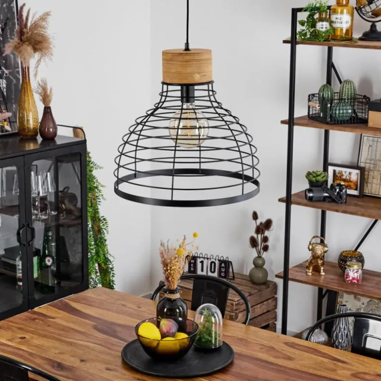 Suspension Omba Écru, Noir, 1 lumière