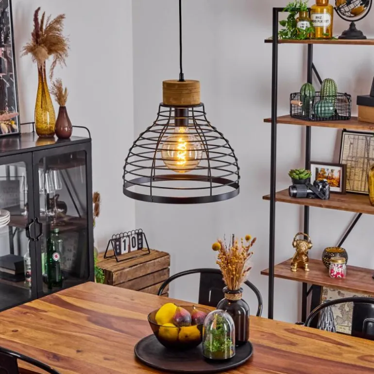 Suspension Omba Écru, Noir, 1 lumière