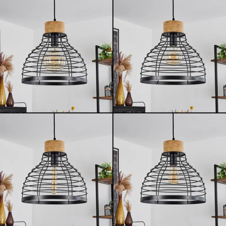 Suspension Omba Écru, Noir, 1 lumière