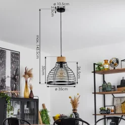 Suspension Omba Écru, Noir, 1 lumière