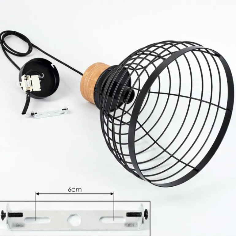 Suspension Omba Écru, Noir, 1 lumière