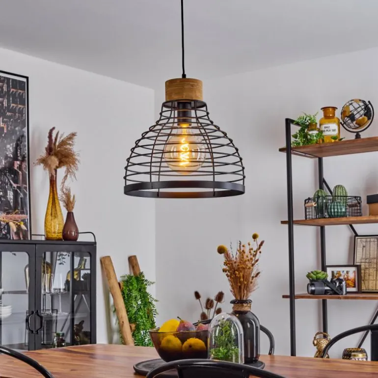 Suspension Omba Écru, Noir, 1 lumière