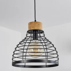 Suspension Omba Écru, Noir, 1 lumière