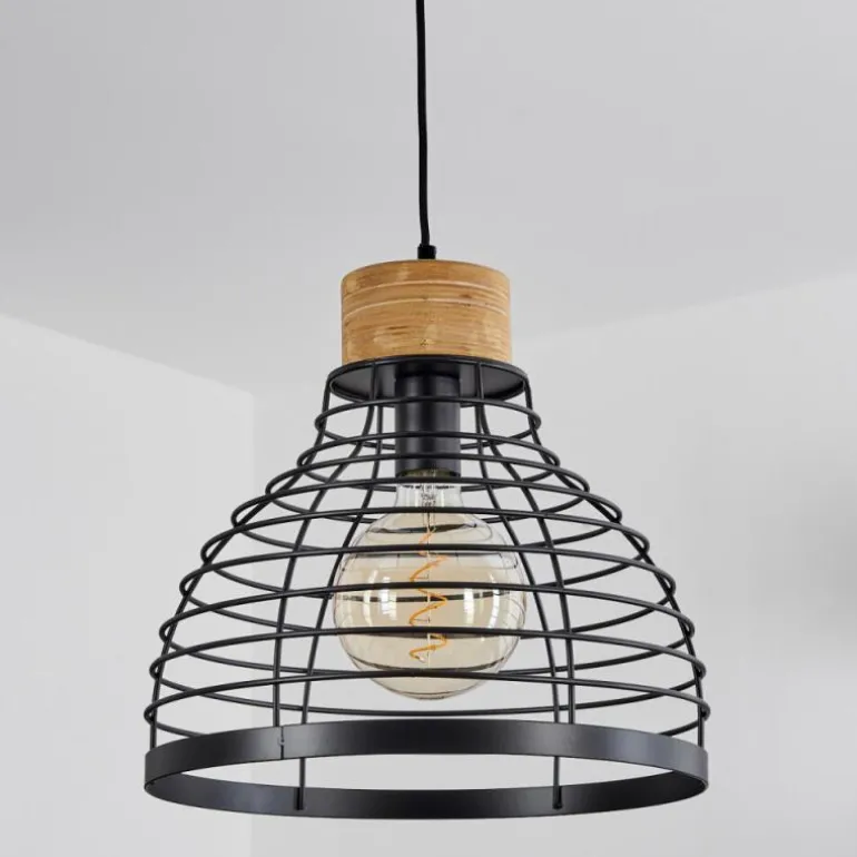 Suspension Omba Écru, Noir, 1 lumière