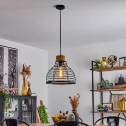 Suspension Omba Écru, Noir, 1 lumière