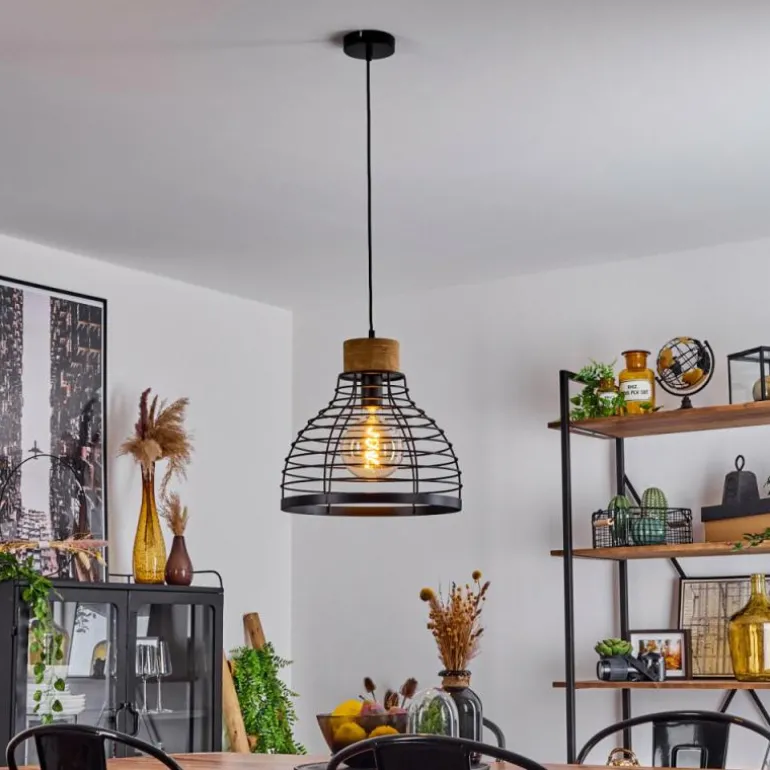 Suspension Omba Écru, Noir, 1 lumière