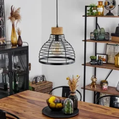 Suspension Omba Écru, Noir, 1 lumière