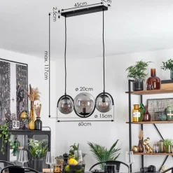 Suspension Orieux Fumé, 3 lumières