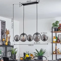 Suspension Orieux Fumé, 5 lumières