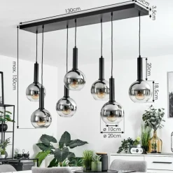 Suspension Pascal Noir, 7 lumières