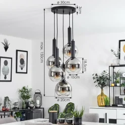 Suspension Pascal Noir, 5 lumières