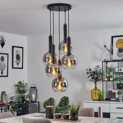 Suspension Pascal Noir, 5 lumières