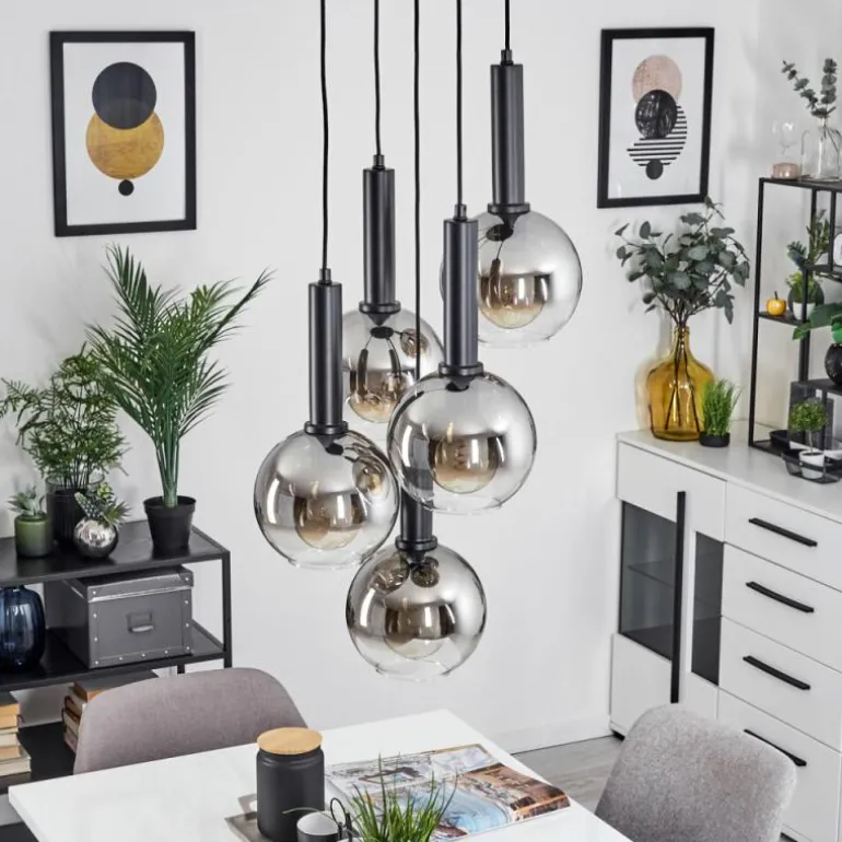 Suspension Pascal Noir, 5 lumières