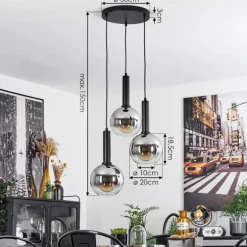 Suspension Pascal Noir, 3 lumières