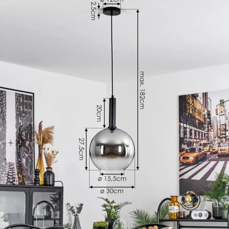 Suspension Pascal Noir, 1 lumière