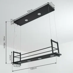 Suspension Quirihue LED Noir, Blanc, 6 lumières