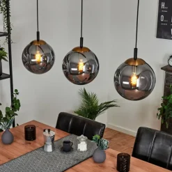 Suspension Recoutas Noir, 3 lumières