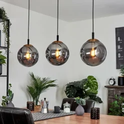 Suspension Recoutas Noir, 3 lumières