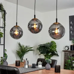 Suspension Recoutas Noir, 3 lumières