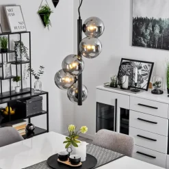 Suspension Remaisnil Noir, 5 lumières