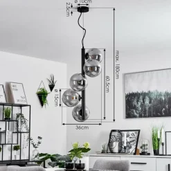 Suspension Remaisnil Noir, 5 lumières