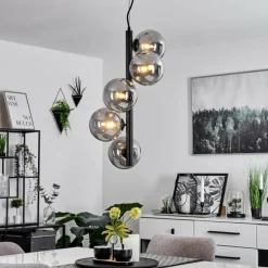 Suspension Remaisnil Noir, 5 lumières