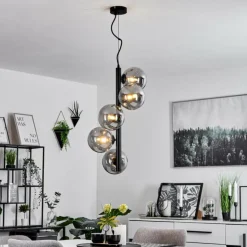 Suspension Remaisnil Noir, 5 lumières