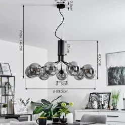 Suspension Remaisnil Noir, 9 lumières