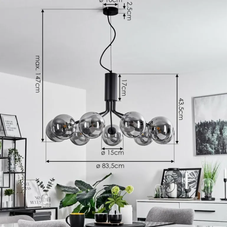 Suspension Remaisnil Noir, 9 lumières