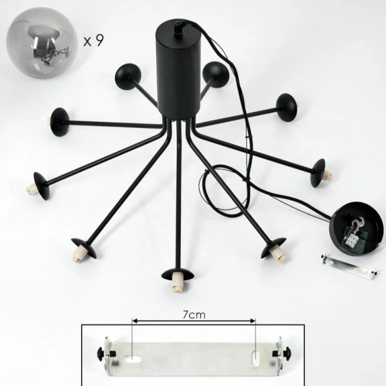 Suspension Remaisnil Noir, 9 lumières