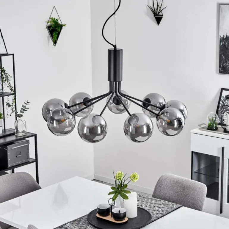 Suspension Remaisnil Noir, 9 lumières