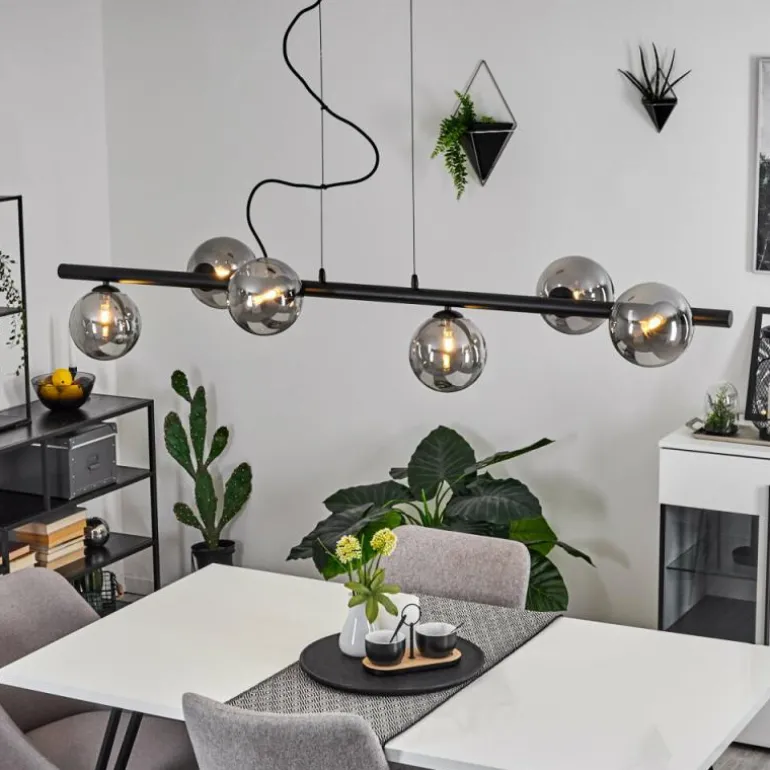 Suspension Remaisnil Noir, 6 lumières