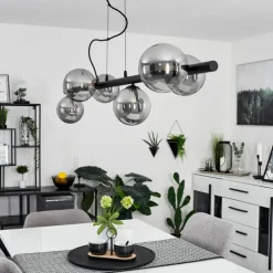 Suspension Remaisnil Noir, 6 lumières