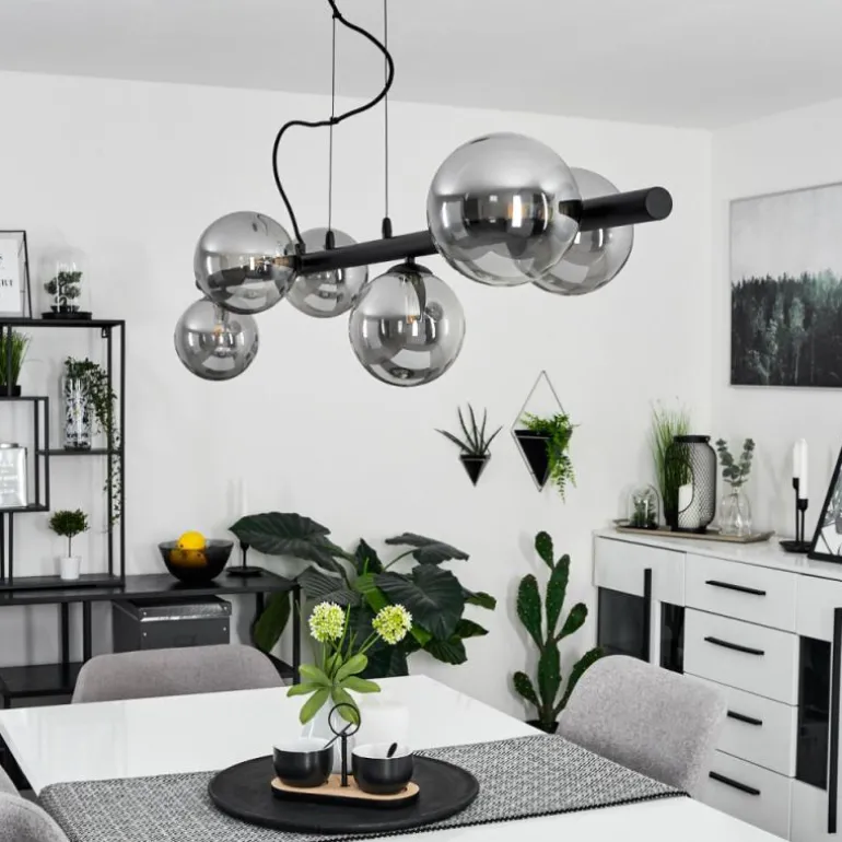 Suspension Remaisnil Noir, 6 lumières