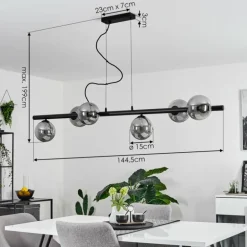 Suspension Remaisnil Noir, 6 lumières