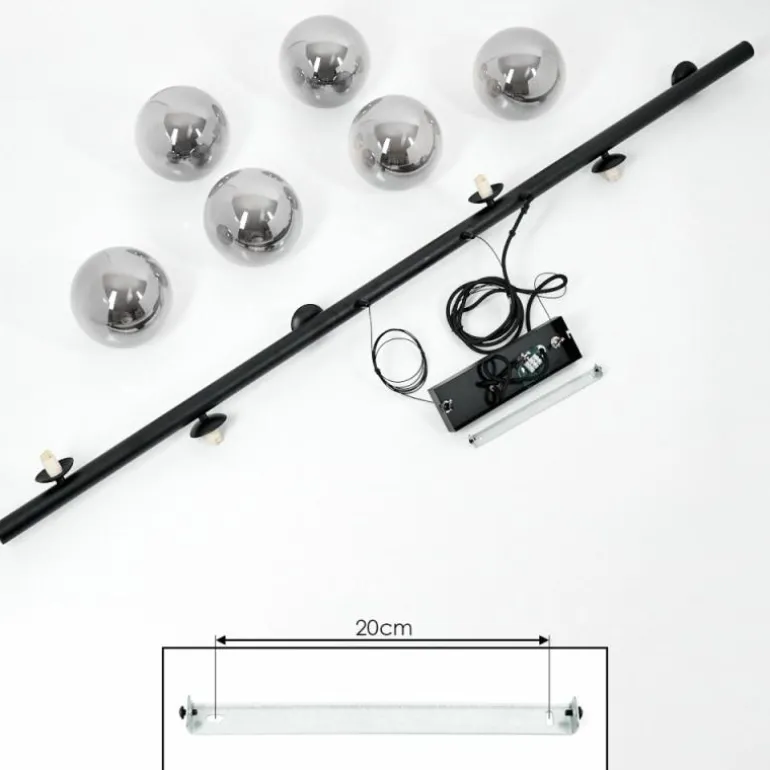 Suspension Remaisnil Noir, 6 lumières