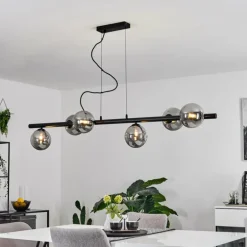 Suspension Remaisnil Noir, 6 lumières