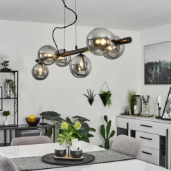 Suspension Remaisnil Noir, 6 lumières