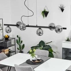 Suspension Remaisnil Noir, 6 lumières