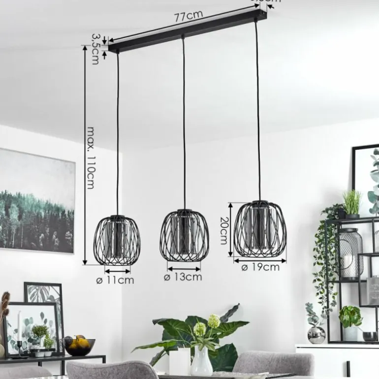 Suspension Saitoco Noir, 3 lumières