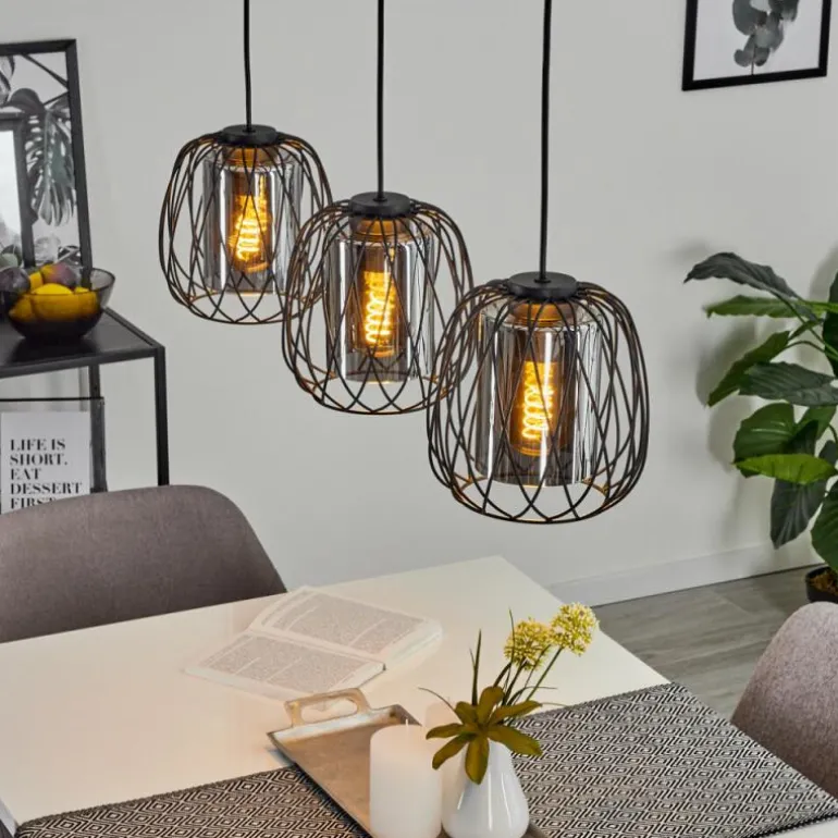 Suspension Saitoco Noir, 3 lumières