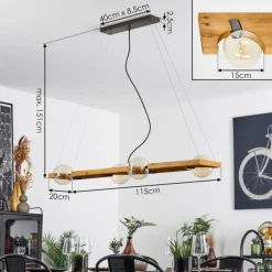 Suspension Santorum Argent Oxydé, Écru, 4 lumières