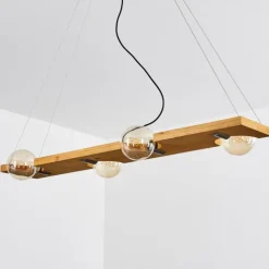 Suspension Santorum Argent Oxydé, Écru, 4 lumières